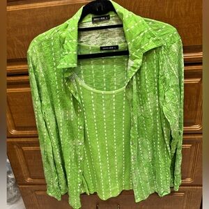 David Cline Vibrant Green and white camo and long sleeve top